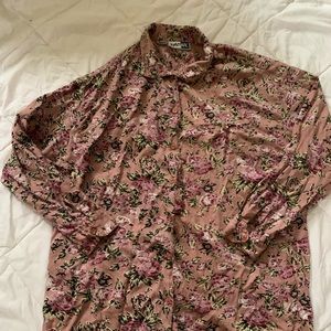 3/4 sleeve floral button down shirt